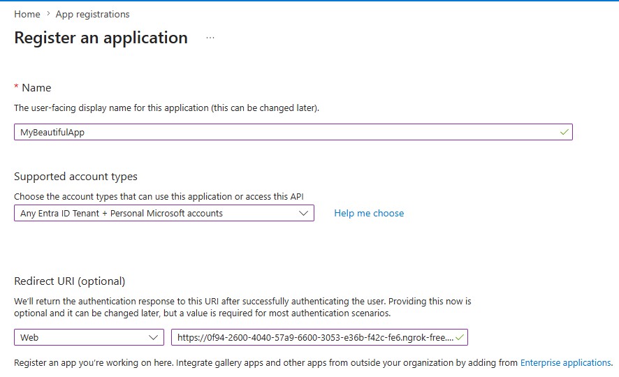 Registering a malicious multi-tenant application in Entra ID, with an attacker-controlled redirect URI